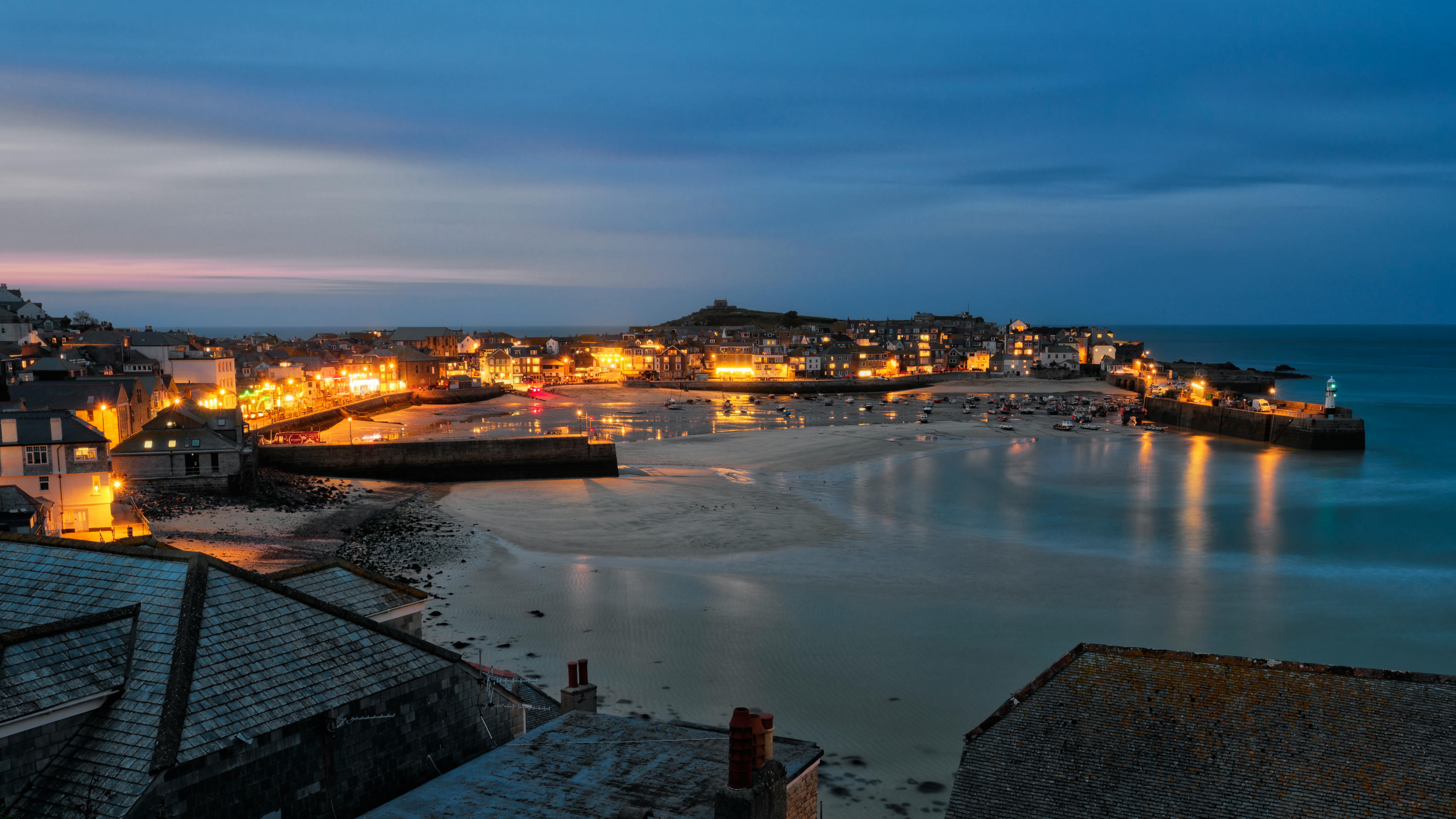 Cornwall coastal landscape at sunset